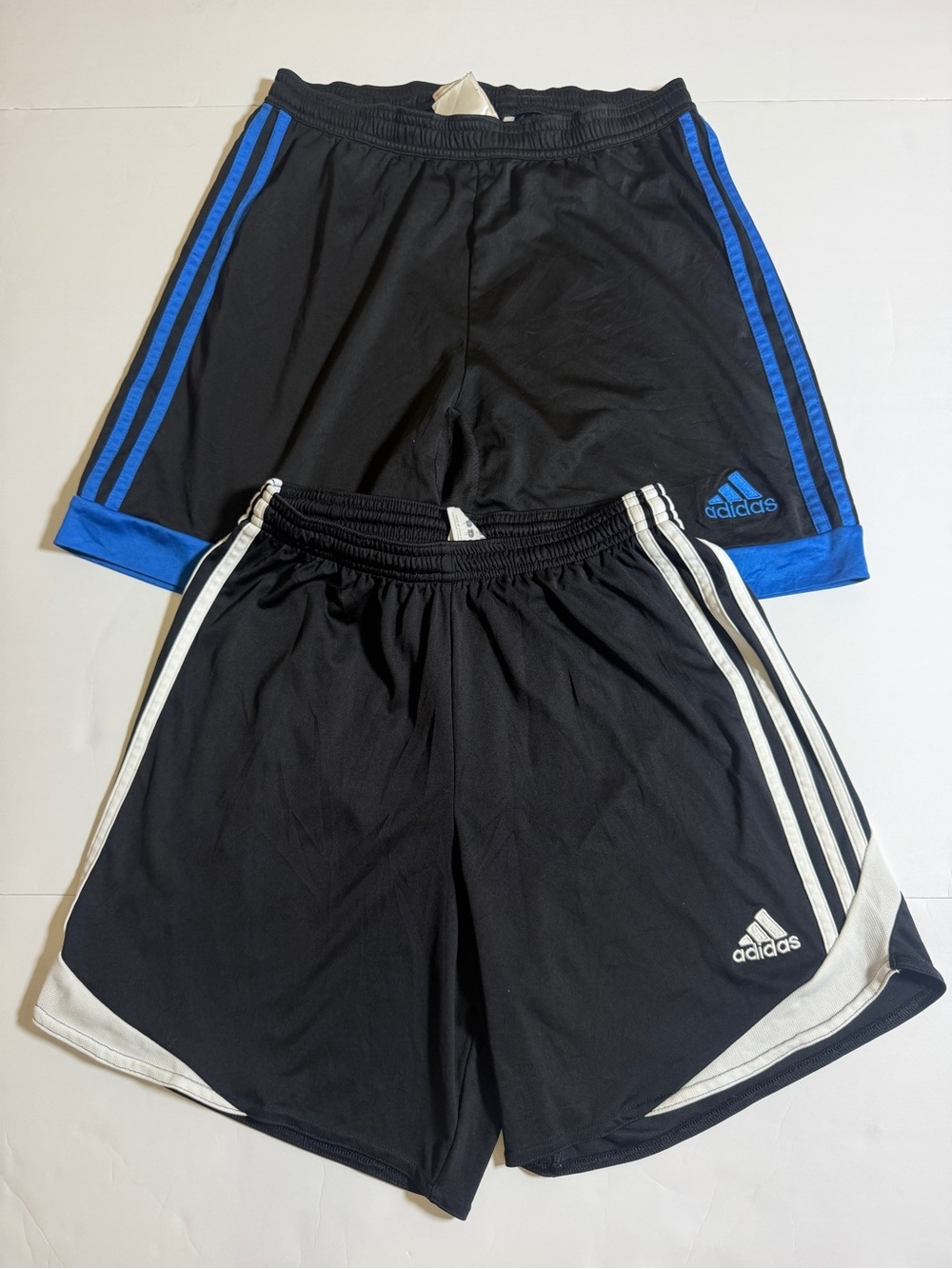 adidas Men’s Black Athletic Shorts with Blue and White Trim - 2-Pack